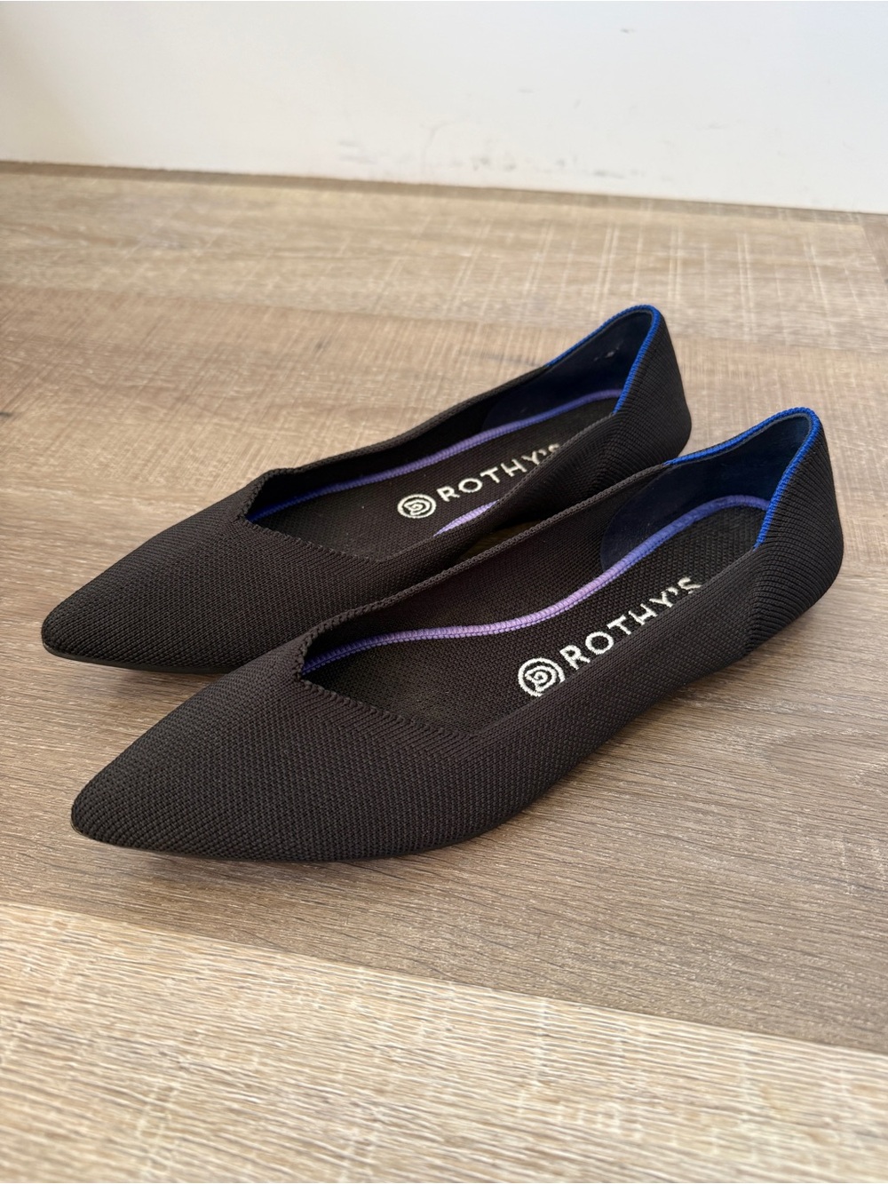 Rothy's The Point Flats Women's Size 9 Black Blue Pointed Toe